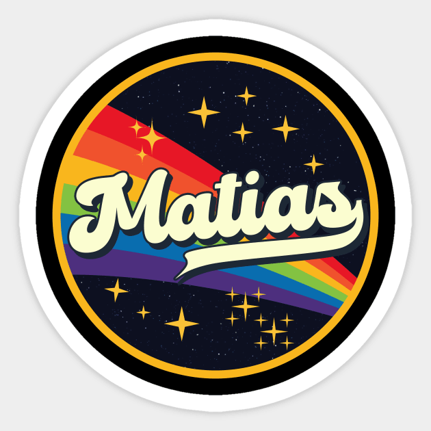 Matias // Rainbow In Space Vintage Style Sticker by LMW Art